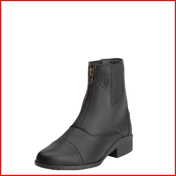 Women's Equestrian Boots Full Grain Leather Ankle Boots with Zipper